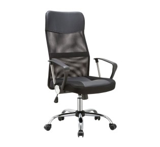 BF2400-PU Πολυθρόνα Γραφείου Διευθυντή / Βάση Χρώμιο - PU Μαύρο - Mesh Μαύρο