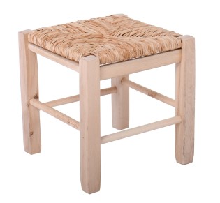 TAVERNA Low Stool H35cm Unpainted with Rush Seat 2