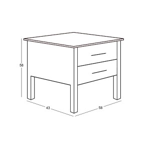 FINO Bedside 58x43x58cm Black