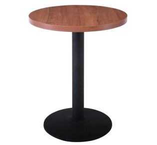 MARCO Τραπέζι Στρογγυλό Ø60cm / Επιφάνεια Melamine Καρυδί - Βάση Μέταλλο Μαύρο Ø45cm
