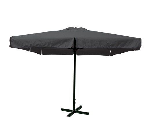 UMBRELLA 4x4m Alu Anthracite/Fabric Grey(250gr)/with base (heavy duty)