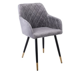 RENA Armchair / Metal Black - Fabric Velure Grey