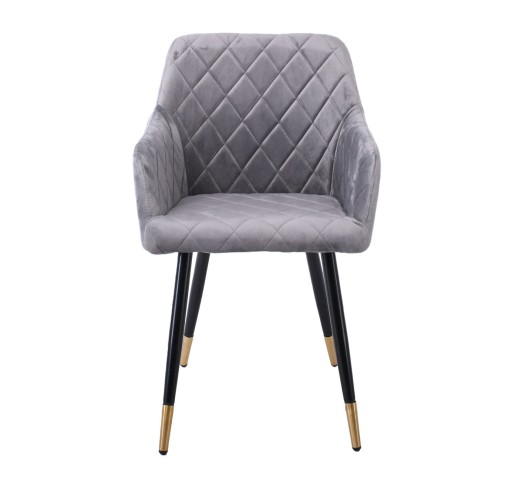 RENA Armchair / Metal Black - Fabric Velure Grey