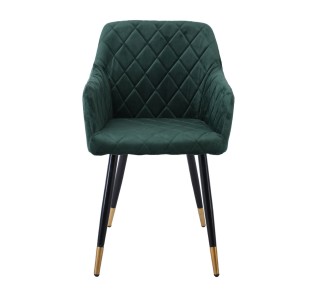 RENA Armchair / Metal Black - Fabric Velure Forest Green