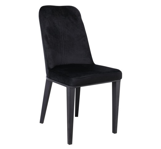 CASTER Chair / Metal Black Paint - Black Velure Fabric