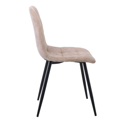 LYDIA Chair / Metal Black - Beige Suede Fabric