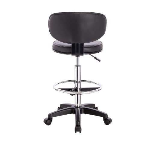 BF406 Reception - Cashier Bar Stool Wheeled - Height Adjustable & Swivel / PU Black