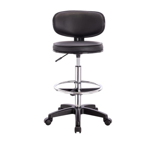 BF406 Reception - Cashier Bar Stool Wheeled - Height Adjustable & Swivel / PU Black