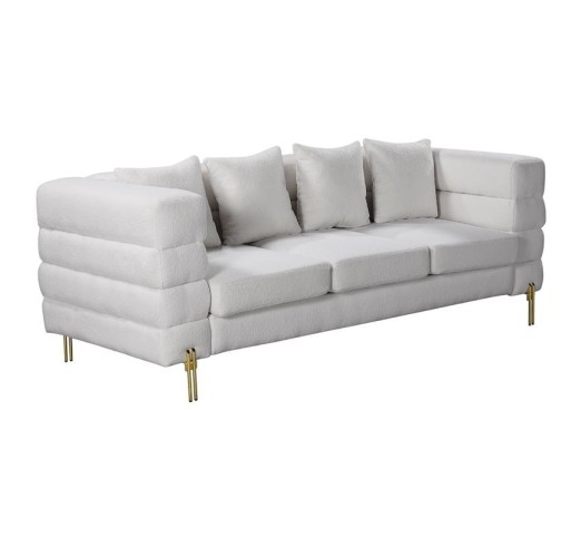 MORRIS Sofa 3-seater White Teddy Fabric