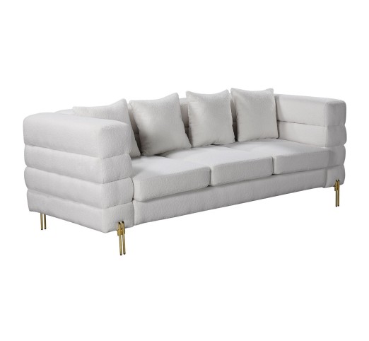 MORRIS Sofa 3-seater White Teddy Fabric