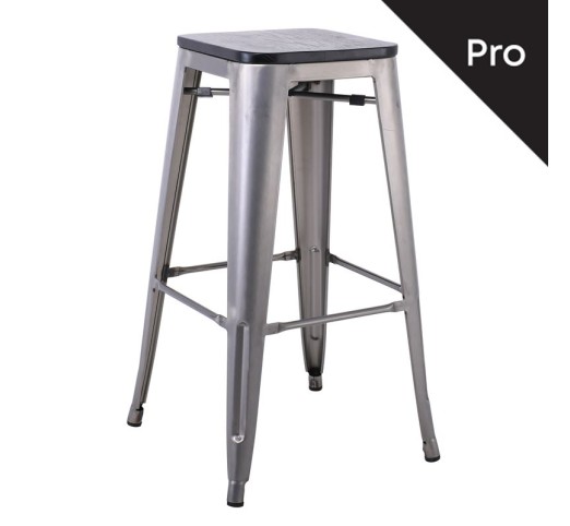 RELIX Wood Black Bar Stool-Pro Matte Metal