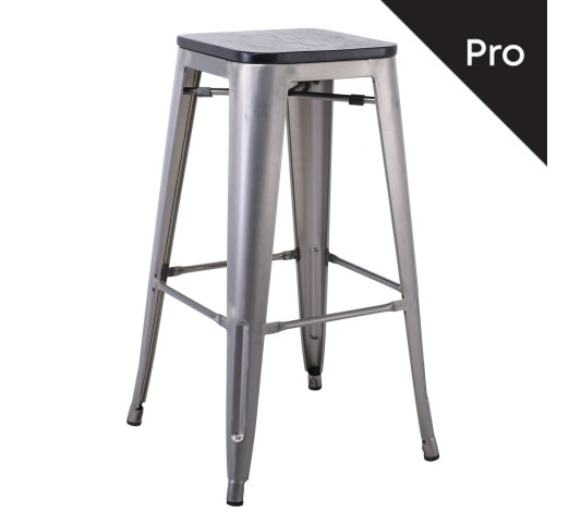 RELIX Wood Σκαμπό Bar-Pro, Απόχρωση Metal με Διακοσμητική Σκουριά, Απόχρωση Ξύλου Μαύρο