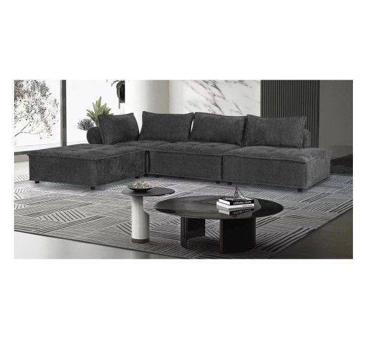 LARRY Corner Sofa / Fabric Dark Grey