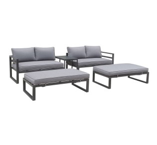 ORBEA Set Sofa & 2 Benches & Coffee Table / ALU Dark Grey - Cushions Dark Grey