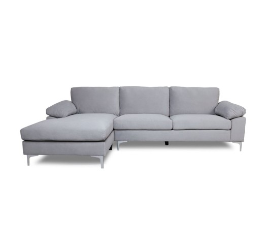 ALEX Corner Sofa - Right Sitting Chaise / Fabric Grey Velure