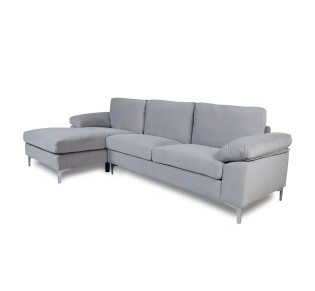 ALEX Corner Sofa - Right Sitting Chaise / Fabric Grey Velure