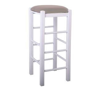 TAVERNA Bar Stool Beech Impregnation Lacquer White / PU Cappuccino