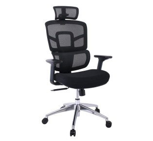 BF8400 Πολυθρόνα Γραφείου Διευθυντή / Mesh - Ύφασμα Μαύρο - Βάση Αλουμίνιο