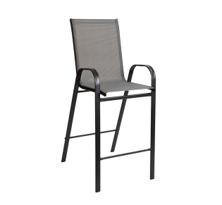 RIO Bar Stool Stackable Metal Anthracite / Textilene Grey 2