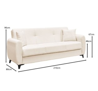 DARIO Sofa - Bed with Storage 3-Seater / Fabric Ecru