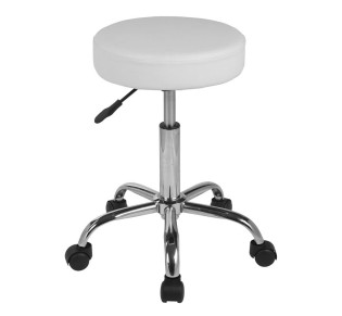 GLORY Stool PU White / Chromed Base / Ø35x51/67cm