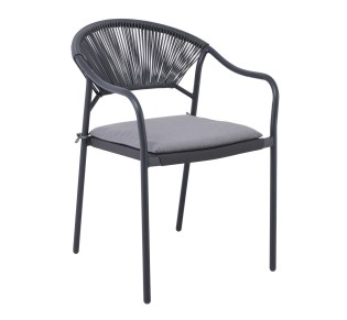 MOLLY Armchair Metal Anthracite / Wicker Grey - Cushion Grey 2