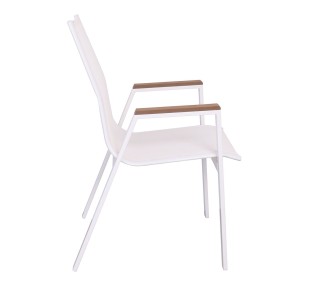 VIRNA Armchair / Metal White - Textilene White - Polywood Natural