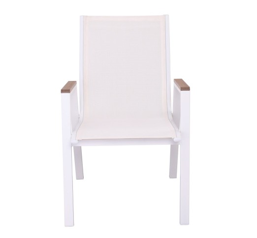 VIRNA Armchair / Metal White - Textilene White - Polywood Natural