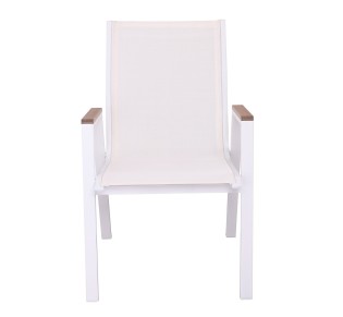 VIRNA Armchair / Metal White - Textilene White - Polywood Natural