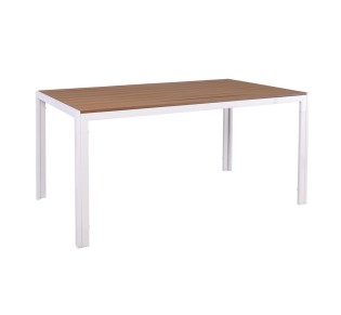 VIRNA Table 150x90cm / Metal White - Polywood Natural