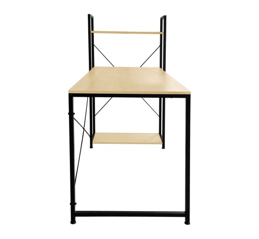 ΓΡΑΦΕΙΟ Η/Υ με 4 Ράφια Μέταλλο Βαφή Μαύρο / Melamine Beech
