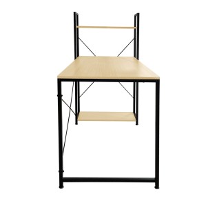 ΓΡΑΦΕΙΟ Η/Υ με 4 Ράφια Μέταλλο Βαφή Μαύρο / Melamine Beech