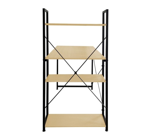 ΓΡΑΦΕΙΟ Η/Υ με 4 Ράφια Μέταλλο Βαφή Μαύρο / Melamine Beech