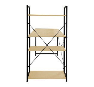 PC Metal DESK 4-Shelves 120x60cm Black / Melamine Maple