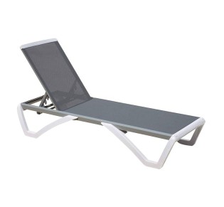 SUMMER K/D Sunlounger ALU / PP White - Textilene Grey