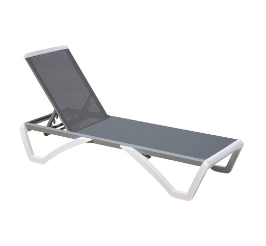 SUMMER K/D Sunlounger ALU / PP White - Textilene Grey