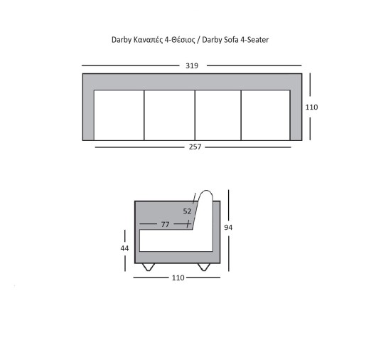 DARBY 3-seater Sofa Dark Grey Nabuk Fabric