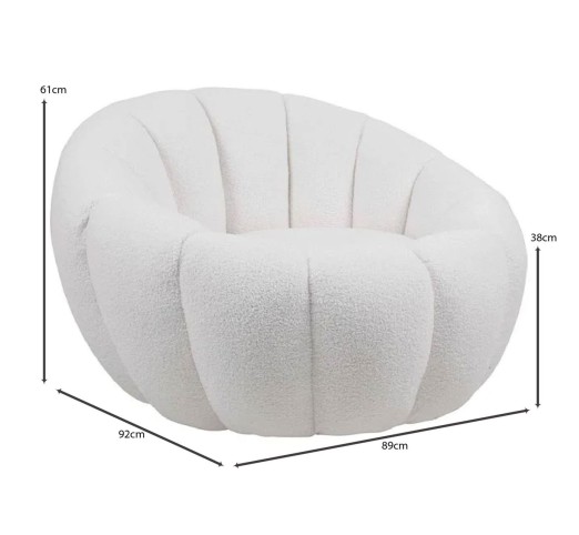 BEVERLY Armchair / Teddy White Fabric