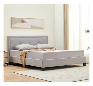 BECO Κρεβάτι Διπλό για Στρώμα 150x200cm / Ύφασμα Ανοιχτό Γκρι