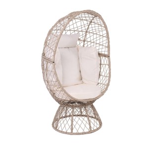 CROWN Egg Leisure Chair / Wicker Beige - Cushion White