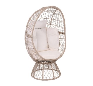 CROWN Πολυθρόνα Egg / Wicker Μπεζ - Μαξιλάρι Άσπρο 2