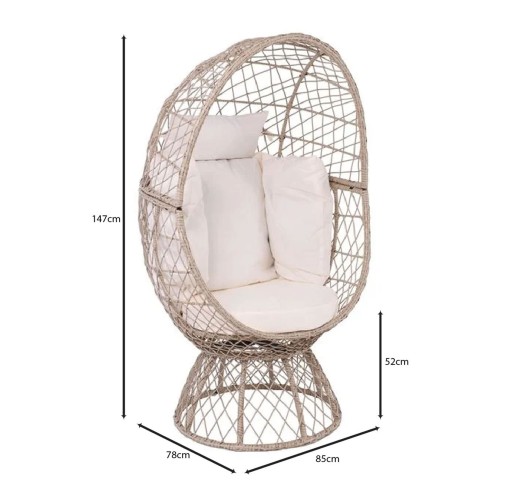 CROWN Egg Leisure Chair / Wicker Beige - Cushion White