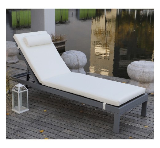 SUNLOUNGER Μαξιλάρι Ξαπλώστρας με Προσκέφαλο 196x60xH7cm / Ύφασμα Water Repellent Εκρού - Φερμουάρ