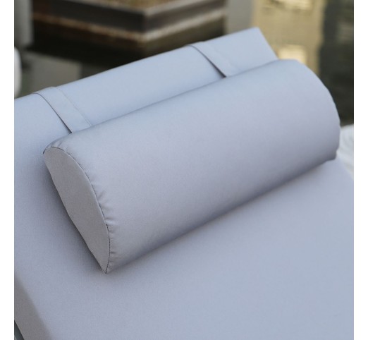 SUNLOUNGER Μαξιλάρι Ξαπλώστρας με Προσκέφαλο 196x60xH7cm / Ύφασμα Water Repellent Γκρι - Φερμουάρ