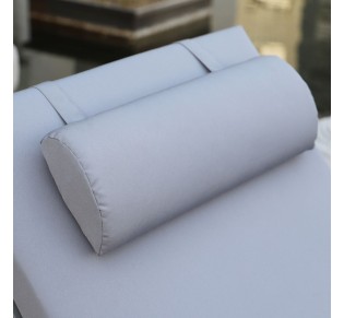 SUNLOUNGER Cushion with Headrest 196x60xH7cm / Grey Fabric - Water Repellent - Velcro