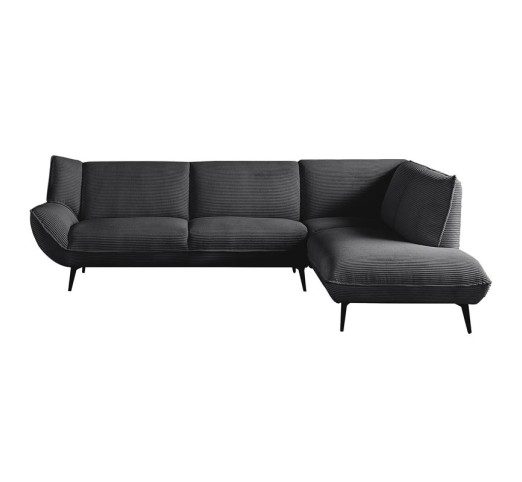 EMERALD Right Facing Corner Sofa / Anthracite Corduroy Fabric