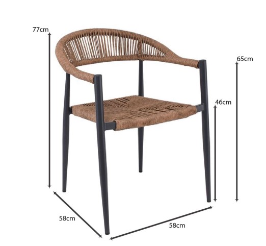 MADY Armchair / ALU Anthracite - Rope Wicker Natural