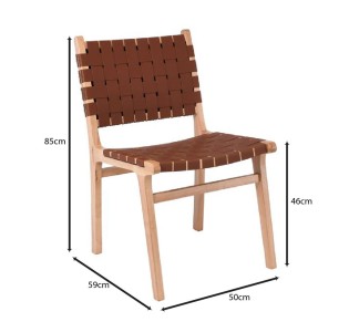 DUNE Chair Natural / Seat - Back PU Brown Straps