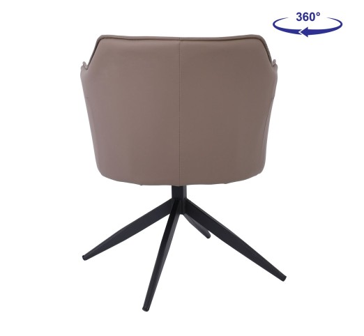 EVELYN Revolving Armchair / Metal Black - PU Cappuccino