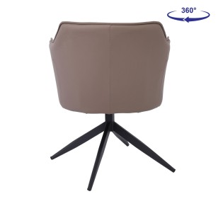 EVELYN Revolving Armchair / Metal Black - PU Cappuccino
